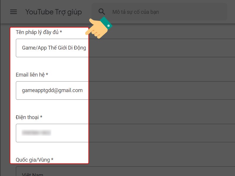 Biểu mẫu đăng ký Content Id Youtube