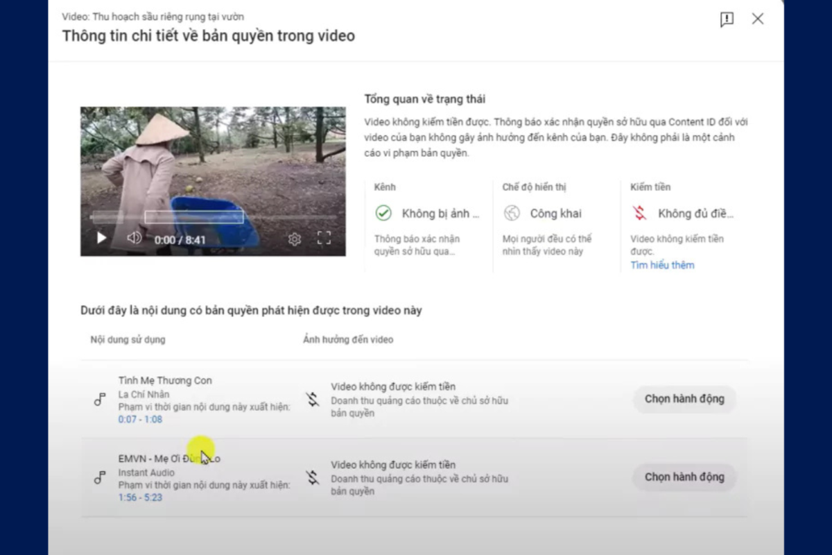 Các kiếm tra bản quyền video trên Youtube