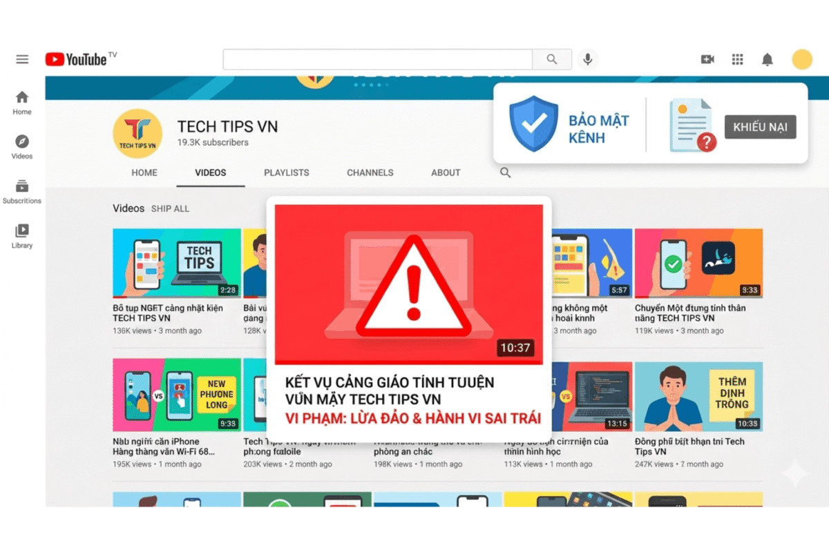 Vì Sao Kênh Youtube Bị Gắn Lỗi Lừa Đảo?